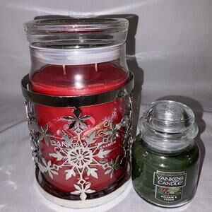 Yankee Candle SPARKLING CINNAMON Jar 20 Oz 2-wick AND 3.7oz BALSAM & CEDAR NEW